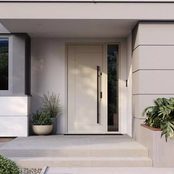 Drzwi zewnętrzne PORTA THERMO LINE model L.6 w kolorze Beżowy Szary