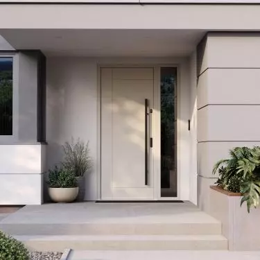 Drzwi zewnętrzne PORTA THERMO LINE model L.6 w kolorze Beżowy Szary