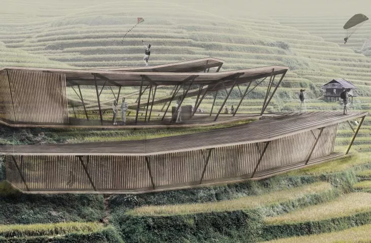 Tourist center amid Vietnam's rice fields