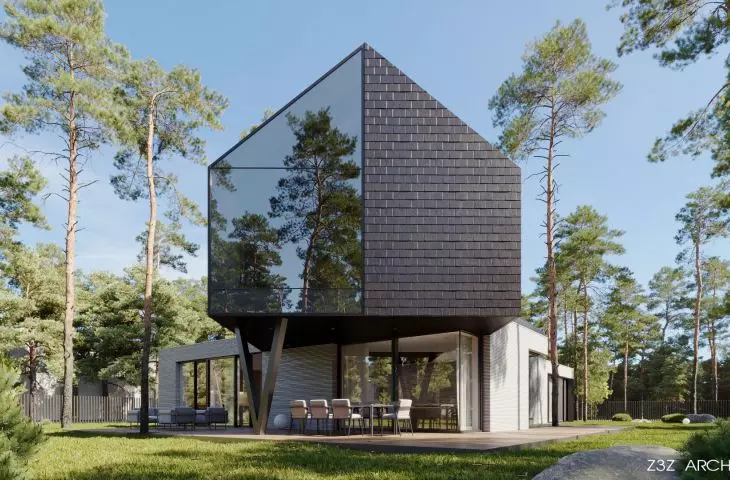 Wstęga między sosnami: architektura w harmonii z naturą od Z3Z Architekci