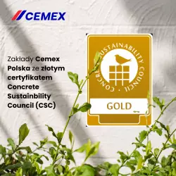 Zakłady Cemex Polska wyróżnione złotym certyfikatem Concrete Sustainbility Council (CSC)