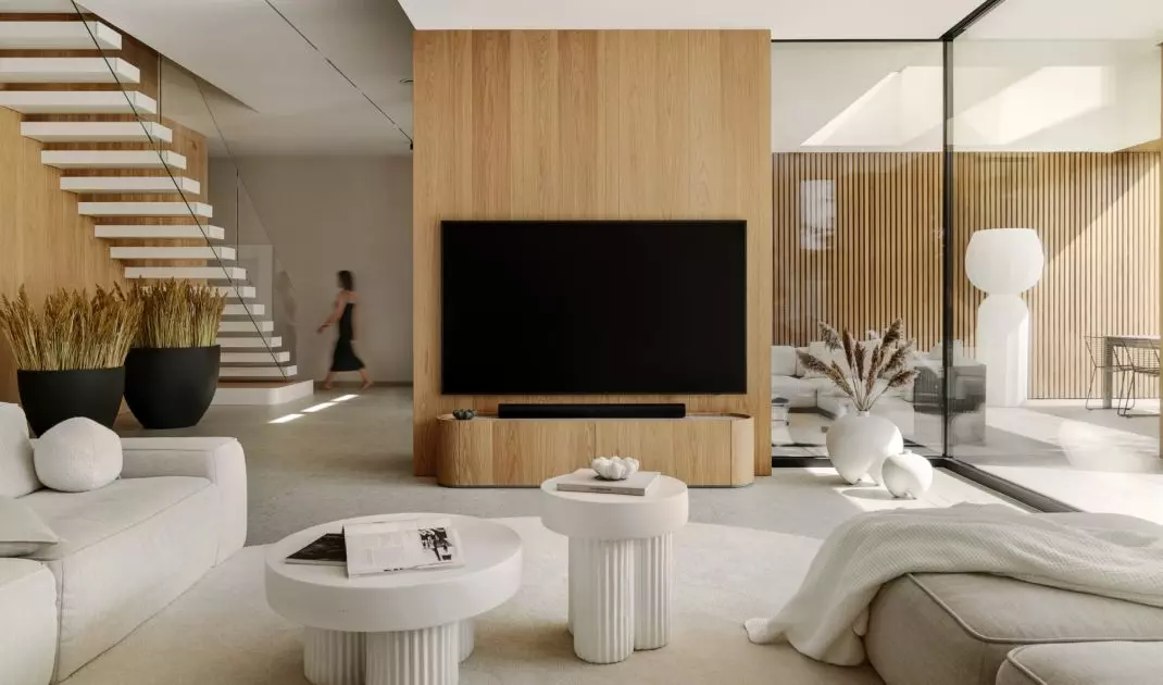 The interior design of a house near Lodz received an honorable mention from hansgrohe in the SAW Interior of the Year competition.