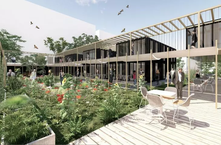 Modular coworking space made of containers