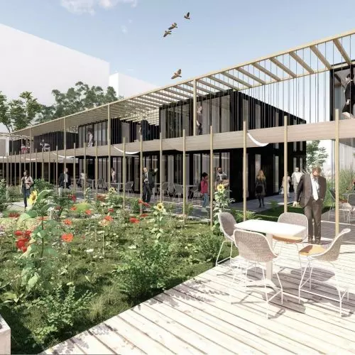 Modular coworking space made of containers
