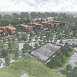 Koncepcja urbanistyczno-architektoniczna zespołu zabudowy mieszkalno-usługowej między ul. Kujawską a Pszczyńską w Gliwicach.