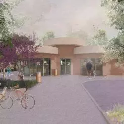 Projekt przystanku regeneracyjnego przy trasie rowerowej w Krakowie