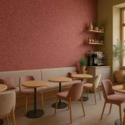 Kawiarnia z różaną ścianą akcentową