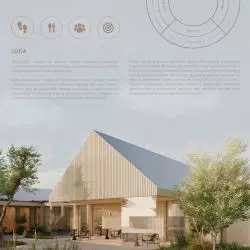 Projekt modułowego centrum aktywizacji dla osób starszych z propozycją zastosowania nad jeziorem Dąbie w Szczecinie
