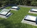 Top 100 Glass - modern skylight - view of a complete skylight system on a green flat roof