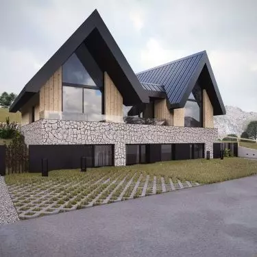 Projekt domu rekreacyjnego A_47 w Sromowcach Wyżnych nad Jeziorem Czorsztyńskim