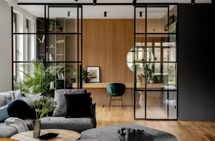 Stonowane wnętrze 100. metrowego apartamentu na Mokotowie projektu FUGA Architektura Wnętrz