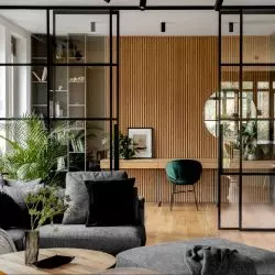 Stonowane wnętrze 100. metrowego apartamentu na Mokotowie projektu FUGA Architektura Wnętrz