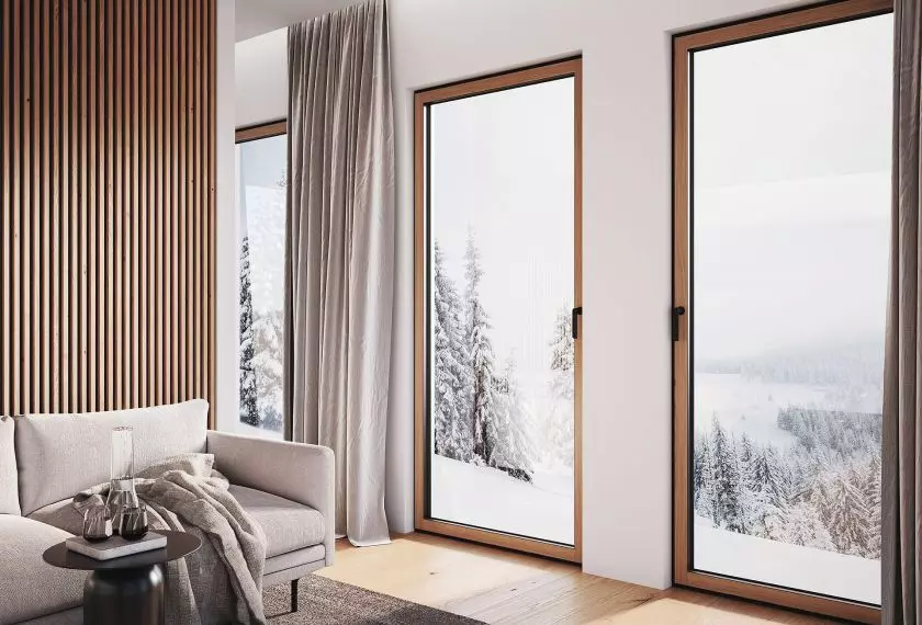 Aluminiowo-drewniane okna w systemie Schüco AWS WoodDesign Fot. Schüco