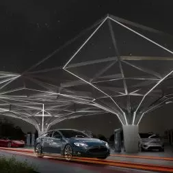 Budynek usługowy. Stacja ładowania samochodów elektrycznych