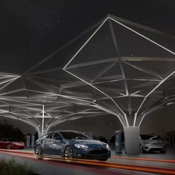 Budynek usługowy. Stacja ładowania samochodów elektrycznych