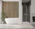 Exa Line series swinging shower door and Luxo series complete corner bathtub