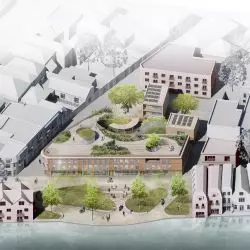 redefinicja tradycyjnej holenderskiej zabudowy hofje, widok frontowy