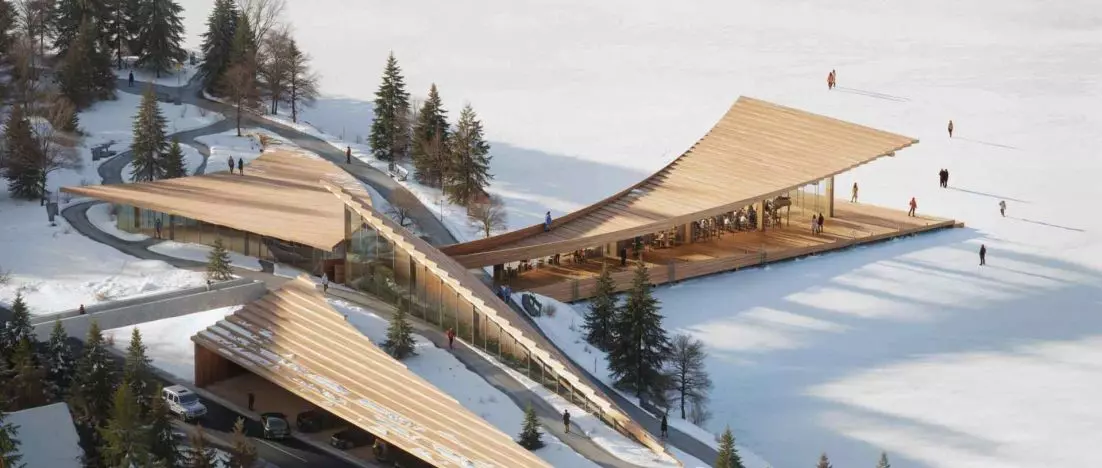Pavilion on the lake in Switzerland. Here you will relax in winter and all year round