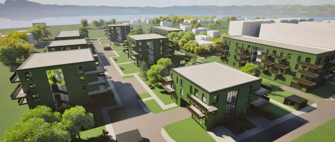 Concept of multi-family residential development - architectural design of residential development