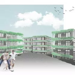 Projekt studencki osiedla wielorodzinnego Anny Cukrowskiej z Wydziału Architektury Politechniki Warszawskiej
