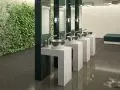 Armatura elektroniczna BINOPTIC na baterie i umywalka ALGUI ze stali nierdzewnej od DELABIE