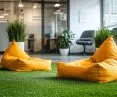 Green accents in interior architecture and outdoor spaces