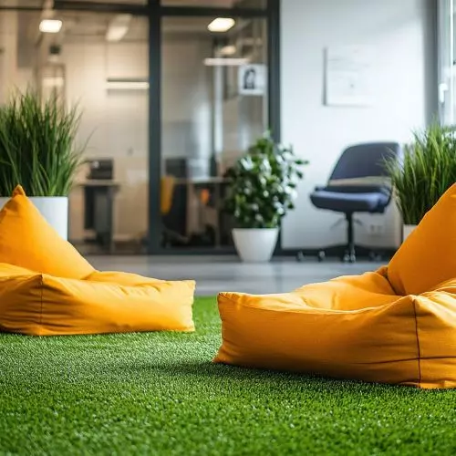 Green accents in interior architecture and outdoor spaces