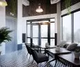 Slim curtain in black in hotel lobby space