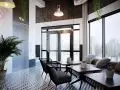Kurtyna Slim w kolorze czarnym w przestrzeni hotelowego lobby