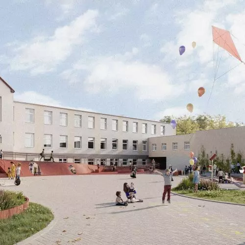 Na szkolnym dziedzińcu w Pszczewie wyrośnie ogród deszczowy, sensoryczny plac zabaw i.... czerwona góra