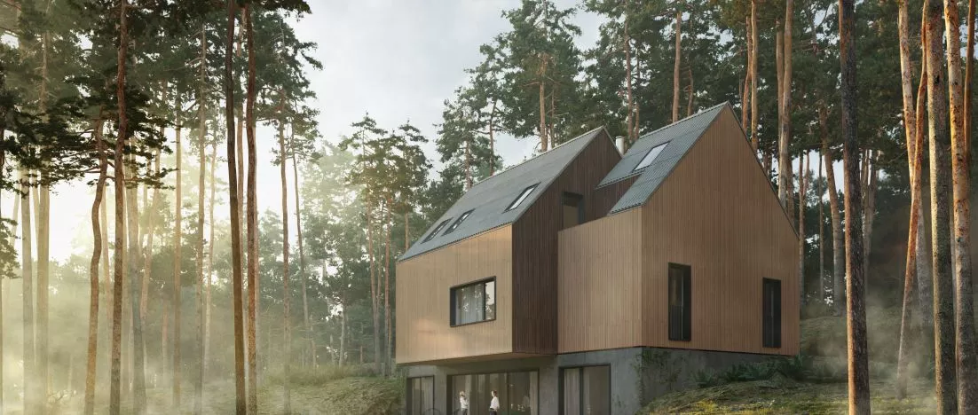 A house surrounded by forest from Bień Architekci Design Studio