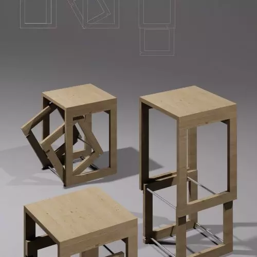 Swivel - a stool that turns into a hocker with a single movement