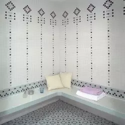 Sauna wyłożona mozaiką ceramiczną Emaux de Briare