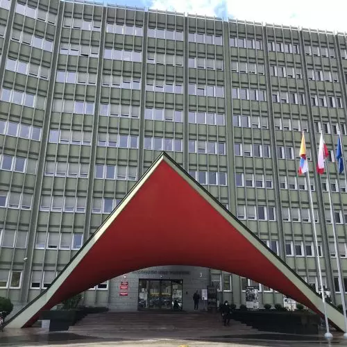 Glass library by the buildings of the Marshal's Office in Kielce to be demolished. 