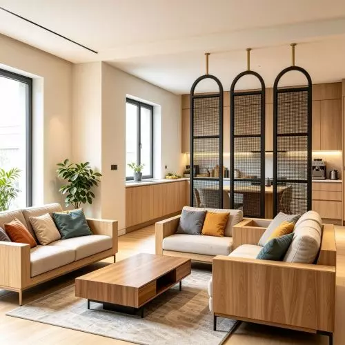 A living room screen and a modern room divider—a solution that interior designers have come to love