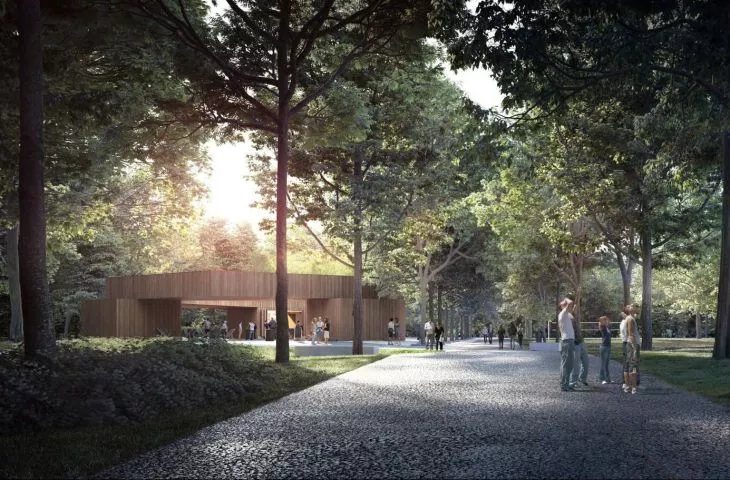 Rozrzeźbiony pawilon wśród drzew. Współczesna altana parkowa od Kolorarchitektura