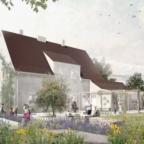 Wokół niepozornego budynku w Ciechanowie powstanie tajemniczy ogród. Projekt miejsca spotkań dla seniorek i seniorów