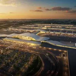 Wizualizacja koncepcyjna proponowanego projektu międzynarodowego lotniska Dulles