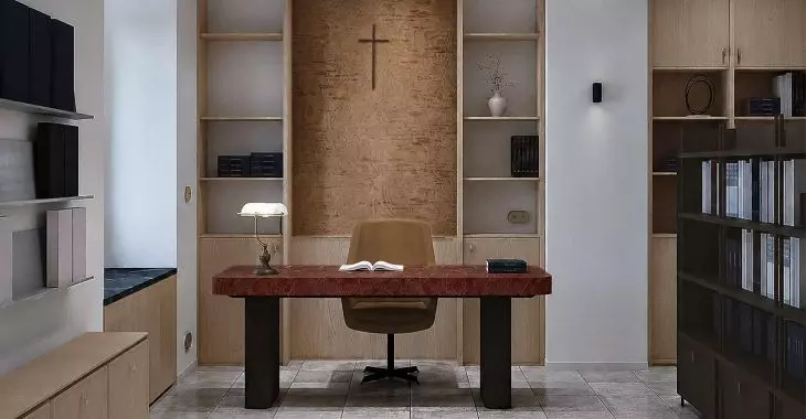 Projekt architektoniczny wnętrz biblioteki klasztornej