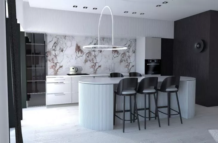 White and marble. Apartment with a view of Poznan