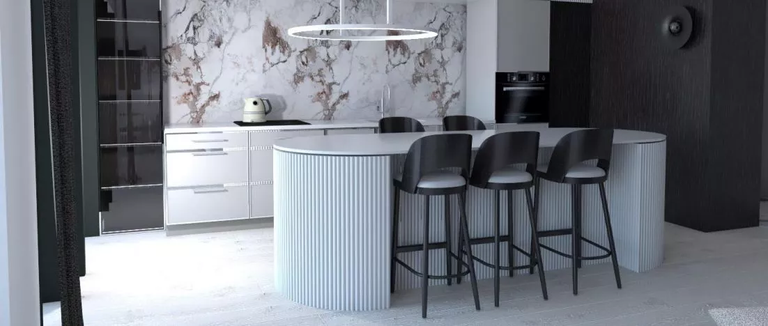 Biel i marmur. Apartament z widokiem na Poznań