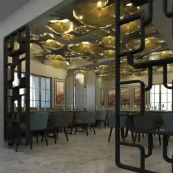 Parawan nordycki typu Volak czarny w restauracji