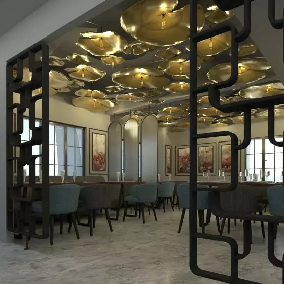 Parawan nordycki typu Volak czarny w restauracji