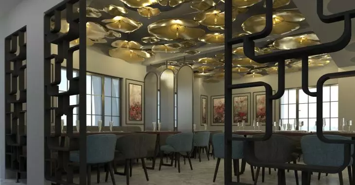 Parawan nordycki typu Volak czarny w restauracji