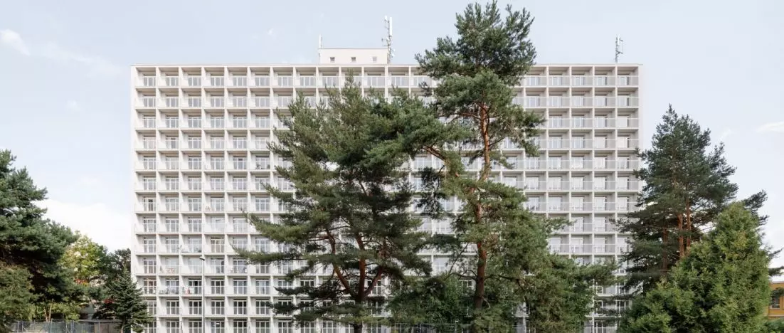 A socialist workers' hotel in Košice has been given a new lease on life. Kosmalt, designed by Atrium Architekti
