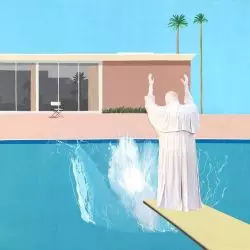 Mem na postawie pracy Jerzego Kaliny i obrazu Davida Hockney'a