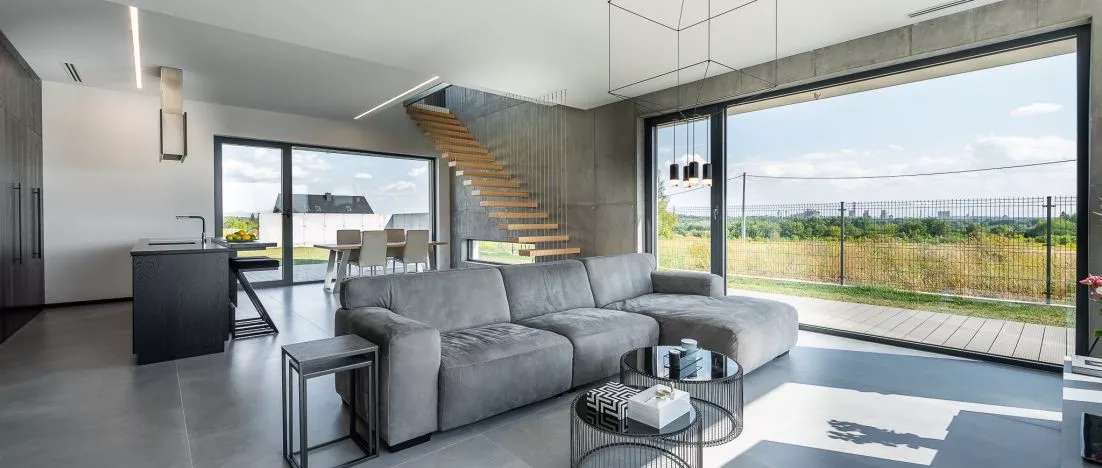 Three solids and architectural concrete. House in Dabrowa Gornicza