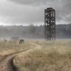 Wieża widokowa w okolicach farmy Kurgi