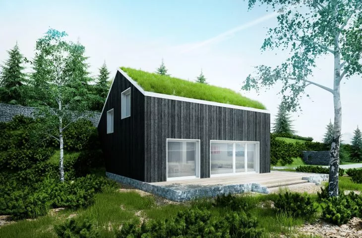 Dom z zielonym dachem od DNA Architekci