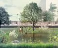 pomysł na projekt parku przy ulicy Karmelickiej w Krakowie